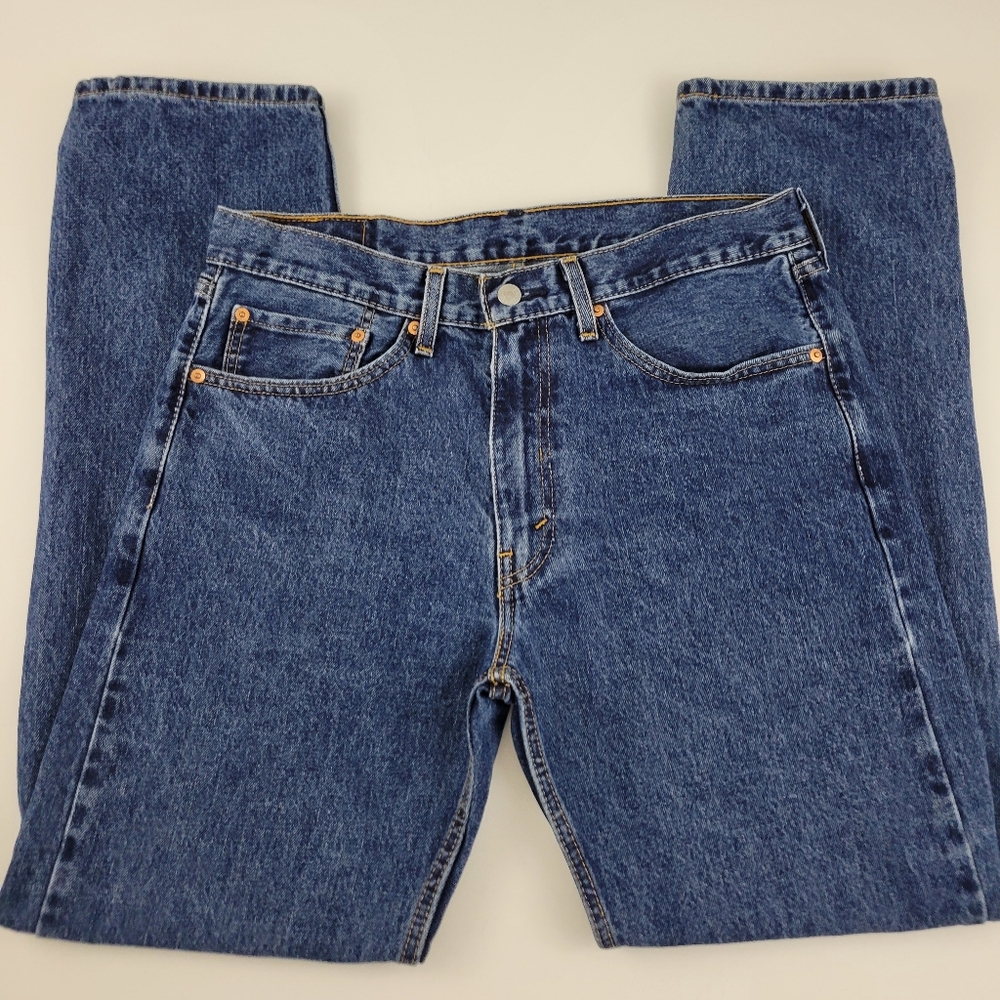 LEVI 505 Men Mediun Wash Classic Blue Denim Jeans Size 34x32